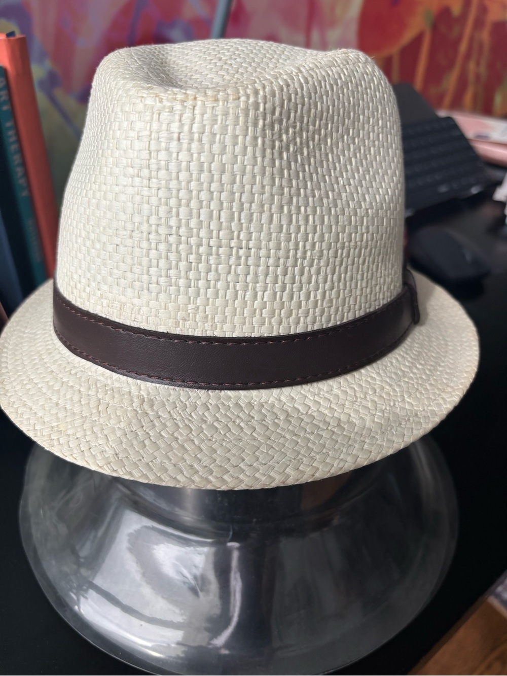 Straw Fedora with Brown Band